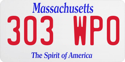MA license plate 303WP0