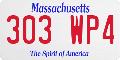 MA license plate 303WP4