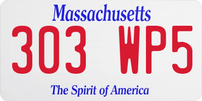 MA license plate 303WP5