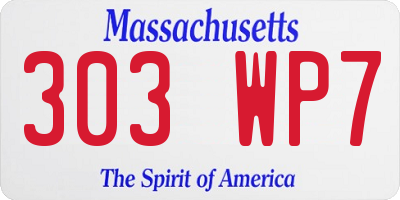 MA license plate 303WP7