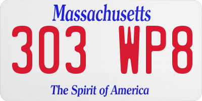 MA license plate 303WP8