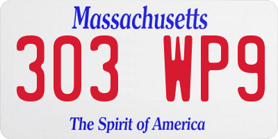 MA license plate 303WP9