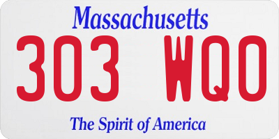 MA license plate 303WQ0