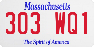 MA license plate 303WQ1