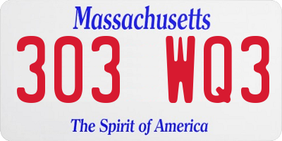 MA license plate 303WQ3