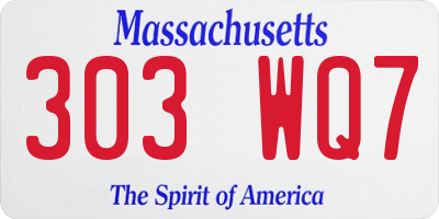 MA license plate 303WQ7