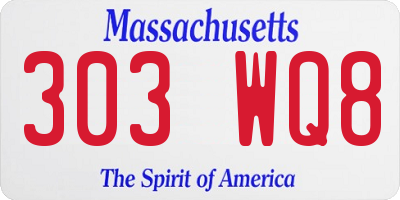 MA license plate 303WQ8
