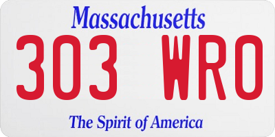MA license plate 303WR0