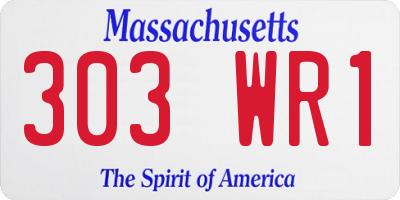 MA license plate 303WR1