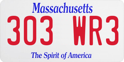 MA license plate 303WR3
