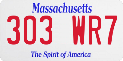 MA license plate 303WR7