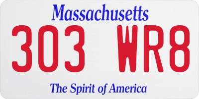 MA license plate 303WR8