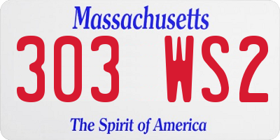 MA license plate 303WS2