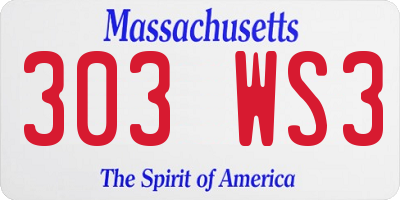 MA license plate 303WS3