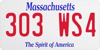 MA license plate 303WS4