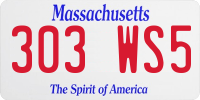 MA license plate 303WS5