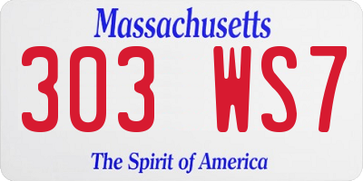 MA license plate 303WS7