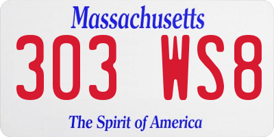 MA license plate 303WS8