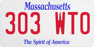 MA license plate 303WT0