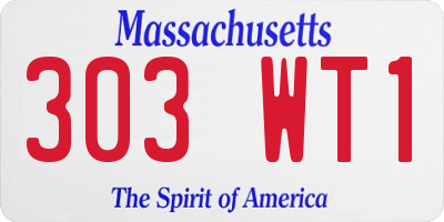 MA license plate 303WT1