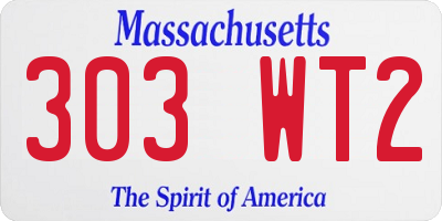 MA license plate 303WT2
