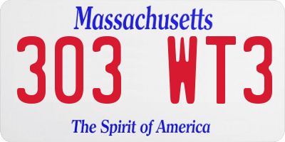 MA license plate 303WT3