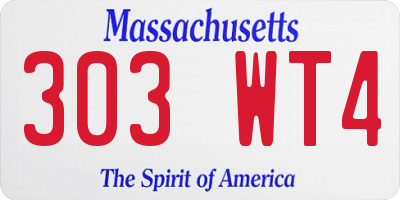 MA license plate 303WT4