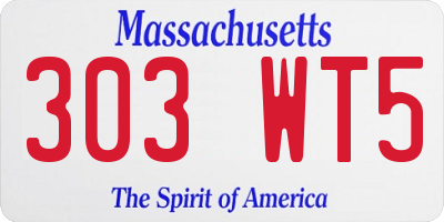 MA license plate 303WT5