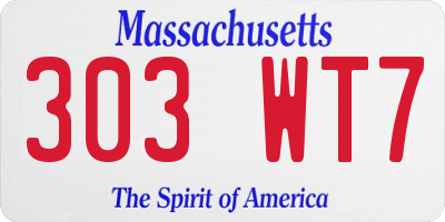 MA license plate 303WT7