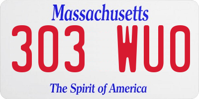 MA license plate 303WU0