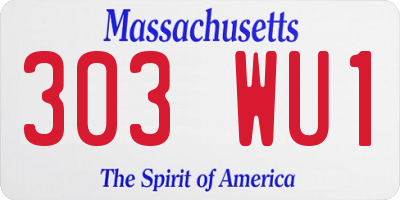 MA license plate 303WU1