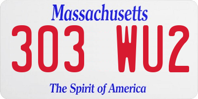 MA license plate 303WU2