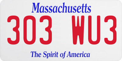 MA license plate 303WU3
