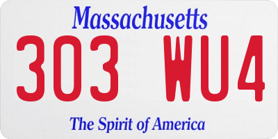 MA license plate 303WU4