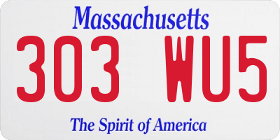 MA license plate 303WU5