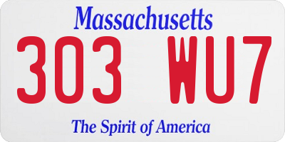 MA license plate 303WU7