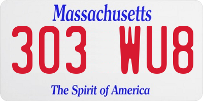 MA license plate 303WU8