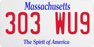 MA license plate 303WU9