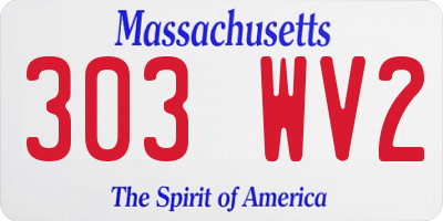 MA license plate 303WV2