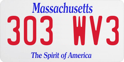 MA license plate 303WV3