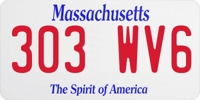 MA license plate 303WV6