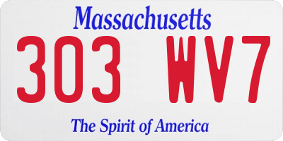 MA license plate 303WV7