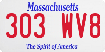 MA license plate 303WV8