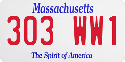MA license plate 303WW1
