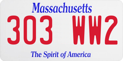 MA license plate 303WW2