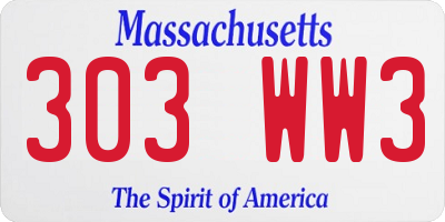 MA license plate 303WW3
