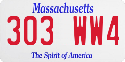 MA license plate 303WW4