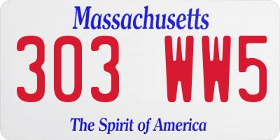 MA license plate 303WW5