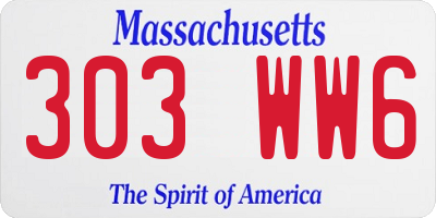 MA license plate 303WW6