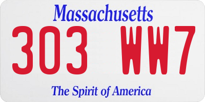 MA license plate 303WW7